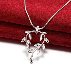 Colliers de pendentif de branche de chaîne de serpent en laiton plaqué couleur argent populaire de mode&nbsp;NJEW-BB01574