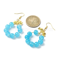 Ohrhänger mit Glasperlenimitat und Ringen aus Jade&nbsp;EJEW-JE05567-01