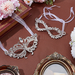 2 pieza de 2 estilos de máscaras faciales de fiesta con rhinestone de aleación&nbsp;AJEW-AR0004-83