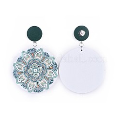 Aretes colgantes de madera estampados teñidos&nbsp;EJEW-JE03222-02