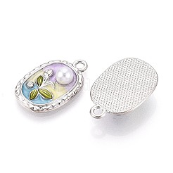 Pendenti in smalto con strass in lega placcata a cremagliera&nbsp;ENAM-N065-10P