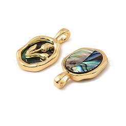 Natürliche Paua-Muschel oval mit Rosenblütenanhängern&nbsp;KK-G538-32G