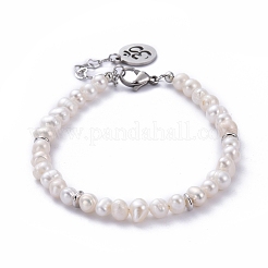 Bracciali di perle coltivate d'acqua dolce naturali coltivate&nbsp;BJEW-JB05257