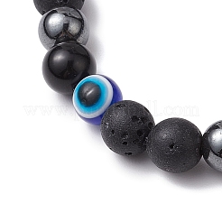 Bracelets extensibles en perles de pierres précieuses rondes&nbsp;BJEW-JB11005-01