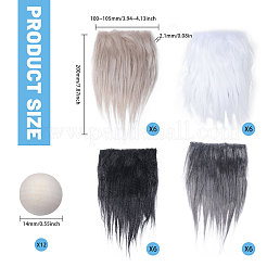 2 ensemble de barbe en polyester 2 couleurs&nbsp;DIY-GL0004-112
