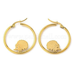 Orecchini a cerchio con perline a forma di riccio in acciaio inossidabile 304&nbsp;LS-EJEW-F320-02G