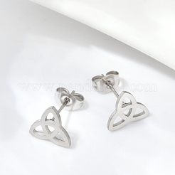 Pendientes de botón de acero inoxidable 304 que no se deslustran&nbsp;EJEW-P235-01P