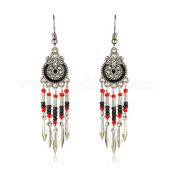 Pendientes de araña con borlas redondas planas de aleación esmaltada de estilo bohemio&nbsp;FS-WG14215-02