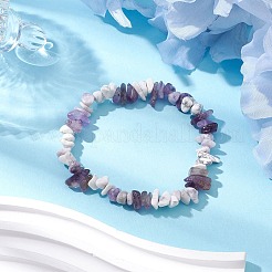 Pulseras elásticas de piedras preciosas naturales en forma de rombo para mujer&nbsp;BJEW-JB10997-01