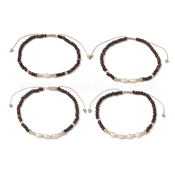 4 bracelet tressé en perles de noix de coco naturelles et de culture d'eau douce naturelles pour femmes&nbsp;BJEW-JB11659