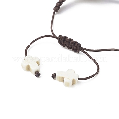 3 Stück 3-farbig gefärbte synthetische türkisfarbene Schildkröten-Armbänder mit geflochtenen Perlen für Kinder&nbsp;BJEW-JB09407