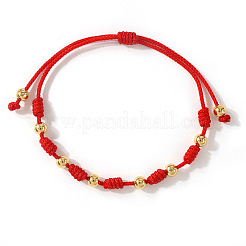 Bracelets vintage en laiton tressé avec perles rondes pour le Nouvel An chinois&nbsp;HL9479-1