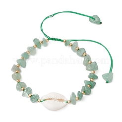 Braccialetti intrecciati regolabili da donna con schegge di pietre preziose naturali e sintetiche e perline di conchiglie di ciprea.&nbsp;BJEW-MZ00336