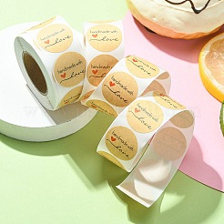 1-Zoll-Stickerrollen „handmade with love“.&nbsp;STIC-YW0001-03