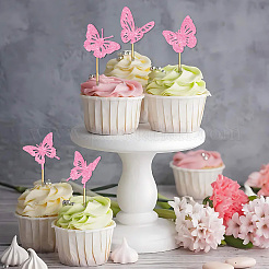 Tortenaufsätze aus Papier und Glitzerpailletten mit Bambusstab&nbsp;DIY-WH20087-005