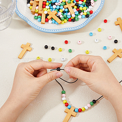 DIY-Sets zur Herstellung von Halsketten mit runden und Kreuzanhängern&nbsp;DIY-DC0004-02A