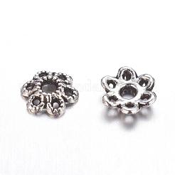 6 -petal tibetischen Stil Legierung hohle Blume Perlenkappen&nbsp;X-TIBE-S221-AS-NR