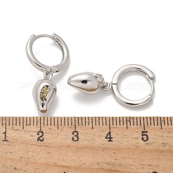 Latón cúbicos pendientes de aro zirconia&nbsp;EJEW-Q015-01P-F