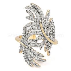 Bague ouverte en laiton avec micro pavé de zircons cubiques transparents pour femme&nbsp;RJEW-Q819-04G