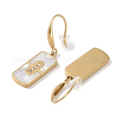 Boucles d'oreilles pendantes rectangulaires en acier inoxydable 304 avec strass&nbsp;EJEW-L283-043G