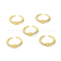 Bague de manchette ouverte avec lettre initiale en zircone cubique transparente&nbsp;RJEW-H120-09G-X
