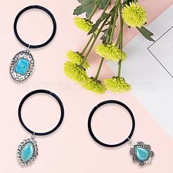 3 Stück 3 Stile Gummi & synthetische türkis elastische Haar-Accessoires&nbsp;AJEW-CY0001-75