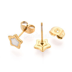 Orecchini a bottone a forma di stella in acciaio inossidabile smaltato 304&nbsp;EJEW-T047-31G-B