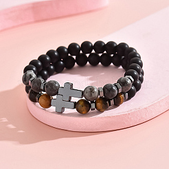 2 Stück 2-teiliges Stretch-Armband-Set mit natürlichen gemischten Perlen&nbsp;BP5722