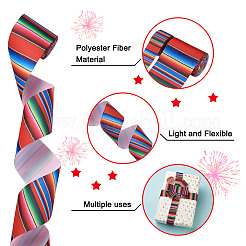 2 rouleau 2 styles de ruban gros-grain en polyester imprimé à rayures&nbsp;OCOR-TA0001-37B