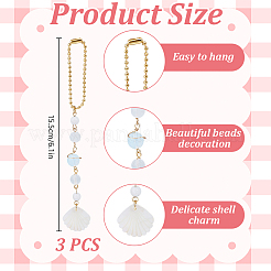 3 pendentif décoratif en perles rondes en jade blanc naturel et agate blanche en dentelle folle&nbsp;HJEW-DR00225