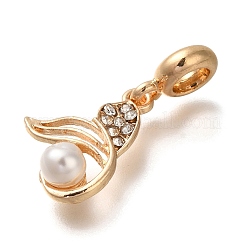 Charms pendenti europei in strass di cristallo in lega di placcatura a cremagliera&nbsp;PALLOY-P307-16G