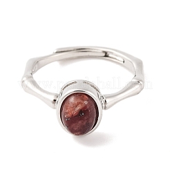 Ovale verstellbare Ringe aus Natursteingemisch&nbsp;RJEW-Q817-04P