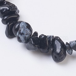 Flocon de neige naturelle bracelets extensibles obsidienne&nbsp;BJEW-JB03681-10