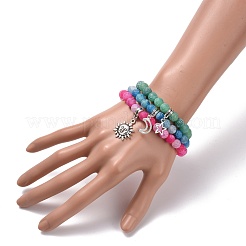 3 Stück natürliches verwittertes Achatperlen-Armband-Set (gefärbt).&nbsp;BJEW-JB07665