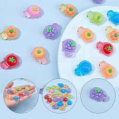 42 tortue lumineuse en résine bicolore avec décorations de fruits&nbsp;DJEW-SP0001-40