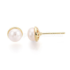Ohrstecker aus Messing mit Naturperlen&nbsp;PEAR-N020-08F