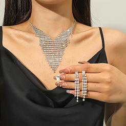 Schicke Braut Messing Strass Quasten Ohrringe & Halsketten Sets für die Hochzeit&nbsp;GF2707