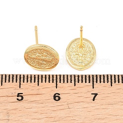 Orecchini a bottone in ottone religioso&nbsp;EJEW-F405-23F-G