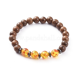 Bracelets extensibles en perles de bois unisexes&nbsp;BJEW-JB04960
