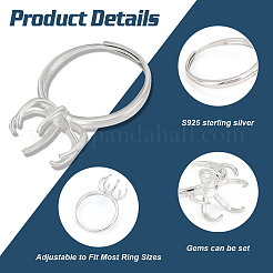 Verstellbare Ringkomponenten aus rhodiniertem Sterlingsilber&nbsp;STER-BC0002-32
