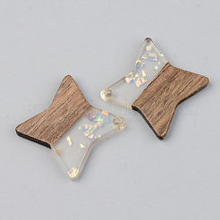 Pendentifs en résine transparente et bois de noyer&nbsp;RESI-S389-011A-E01