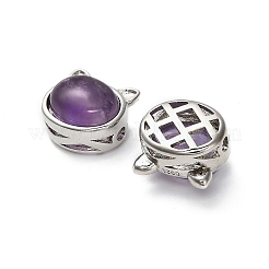 Messing-Pavé-Mehrstrangglieder mit natürlichem Amethyst&nbsp;KK-D366-01P-G