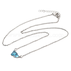 Collane con catena a maglie e ciondolo rettangolare e a cuore in ottone con pavé di zirconi cubici&nbsp;KK-CBAB173-04P-10