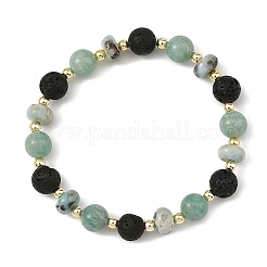Bracelets extensibles en perles de larimar naturel et pierres naturelles mélangées rondes&nbsp;BJEW-JB14433