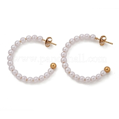Pendientes de botón en forma de C de acero inoxidable 304&nbsp;EJEW-L287-062G-02