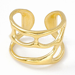 Bague ouverte creuse large en acier inoxydable 304 avec placage ionique (IP) pour femme&nbsp;LS-RJEW-G275-02G