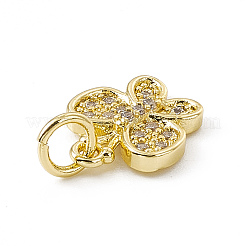 Schmetterlings-Anhänger mit Mikropavé aus Messing mit klaren Zirkonia-Schmetterlingen&nbsp;ZIRC-F132-37G