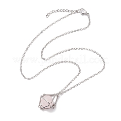3 pieza 201 collares colgantes de jaula de piedra de cristal de acero inoxidable&nbsp;NJEW-JN04750