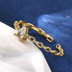 925 offener Manschettenring aus Sterlingsilber mit Pavé-Zirkonia&nbsp;RJEW-R016-01G-01