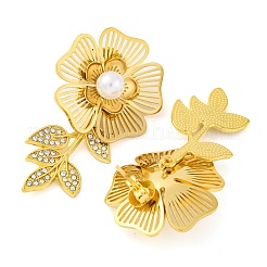 Ohrstecker mit Blumenmotiv aus 304 Edelstahl mit Mikropavé und klaren Zirkonia für Damen&nbsp;EJEW-U023-02G